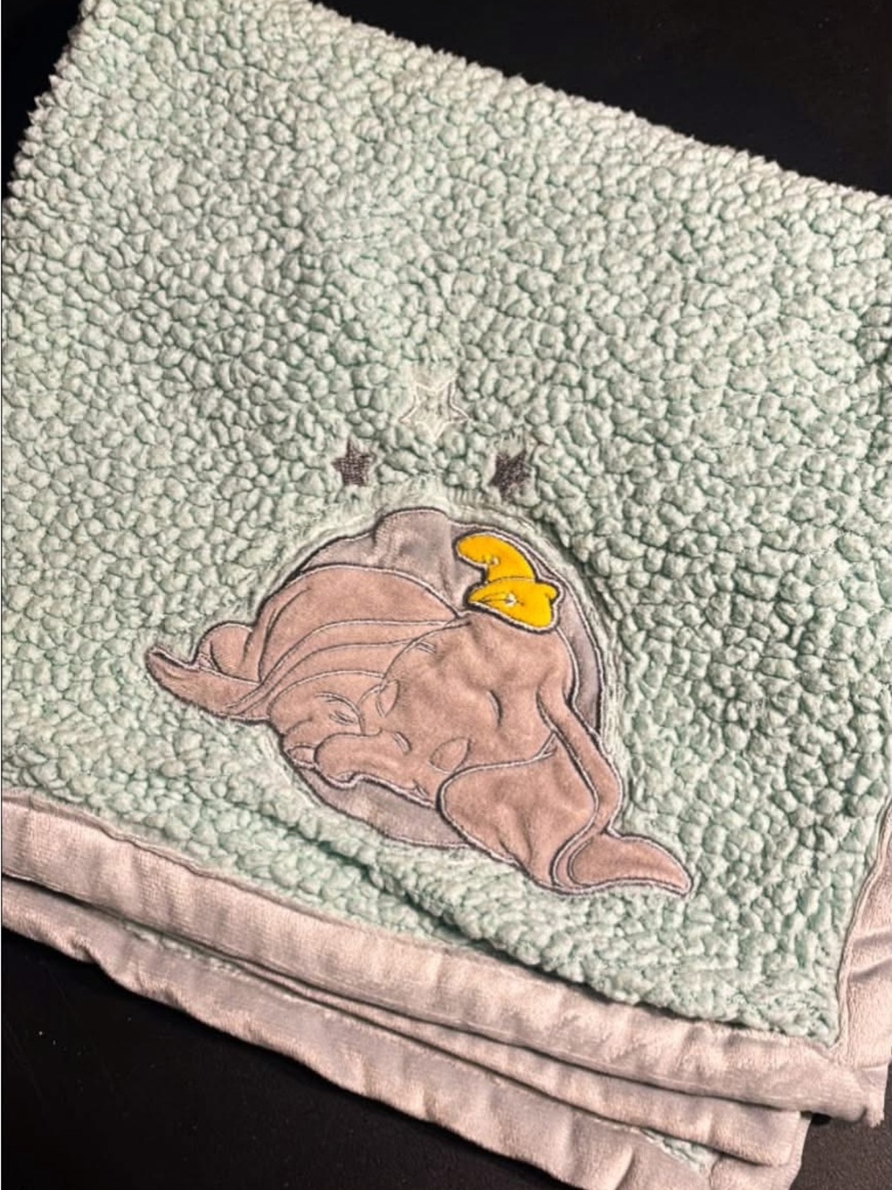 Disney Mint Plush Blanket with Dumbo Embroidery